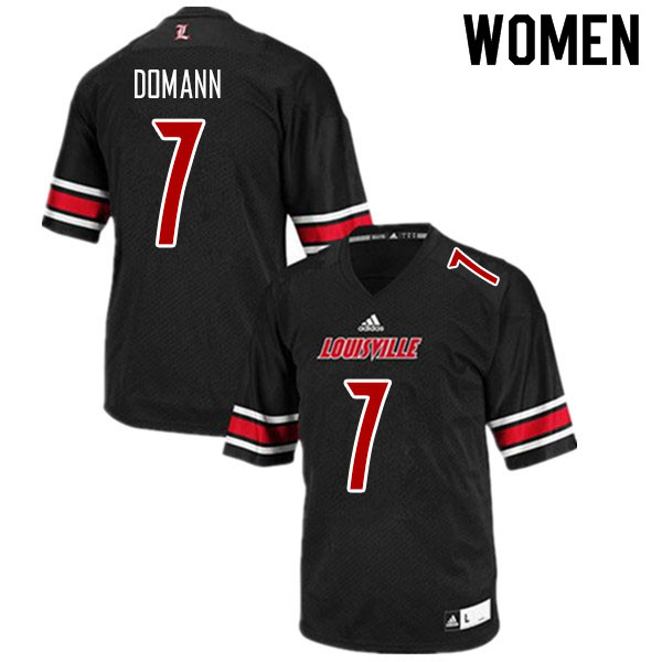 Women #7 Brock Domann Louisville Cardinals College Football Jerseys Sale-Black - Click Image to Close